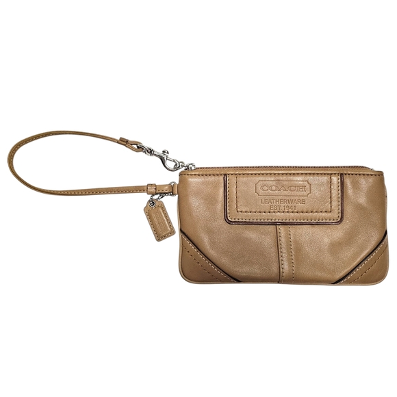 Coach Cognac Brown Leather Wristlet Wallet Clutch Purse 4" X 7" - Picture 2 of 13